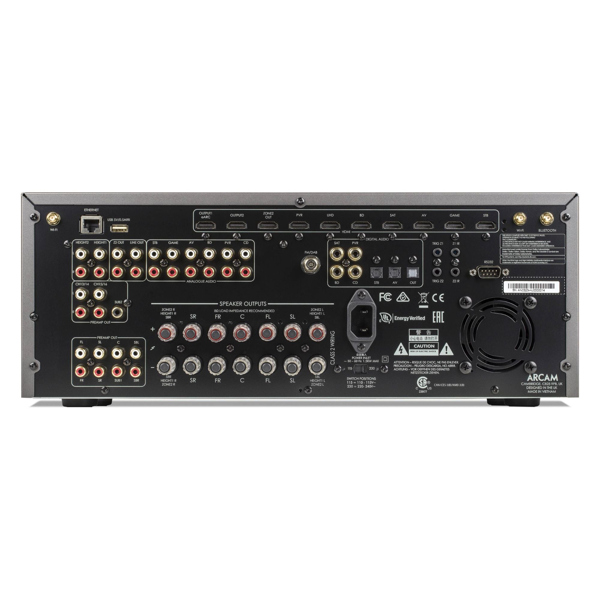 Arcam AVR21- HDMI 2.1 High Power Class AB 7.2 Channel AV Receiver