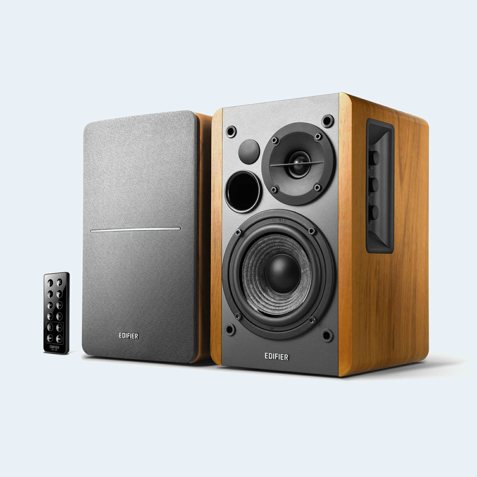 Edifier R1280DB Powered Monitor Speaker Pair Bluetooth With Remote Color: Wood Grain