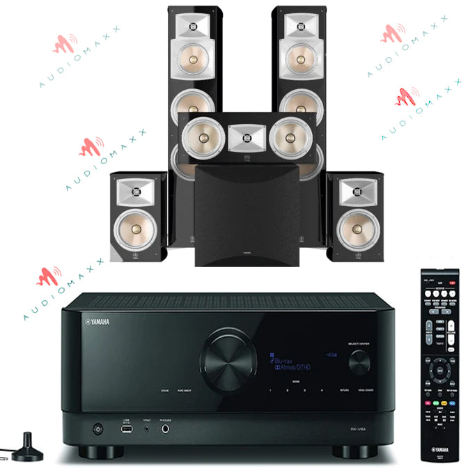 Yamaha RXV6A Audio-Video Receiver With NS555 Tower Speakers Set - Dolby 5.1 Home Theater Package # AM501031 - Audiomaxx India