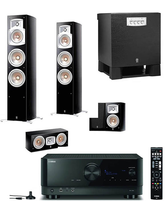 Yamaha RXV6A Audio-Video Receiver With NS555 Tower Speakers Set - Dolby 5.1 Home Theater Package # AM501038 - Audiomaxx India