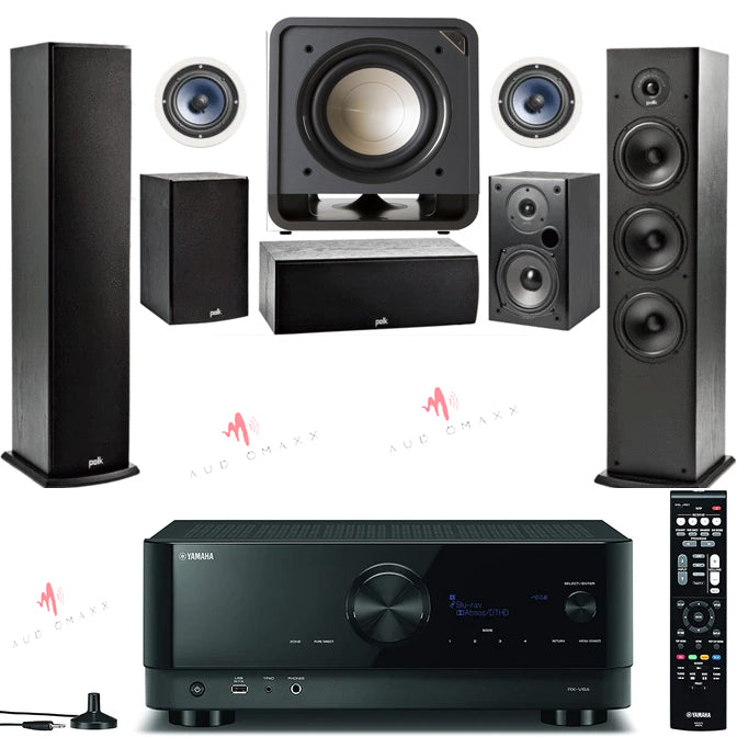 Yamaha RXV6A With Polk Audio T50 Fusiomn- Dolby Atmos 7.1 Home Theater Package #AM701009 - Audiomaxx India