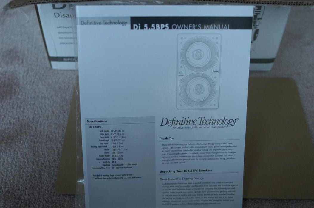 Definitive Technology Di 5.5BPS Bipolar In-Wall Speaker – Pair - Audiomaxx India