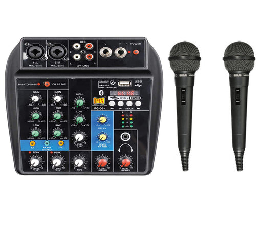 MX MG06+ Mixer With AHUJA Aud57 Microphones For Karaoke, Home Recordings / Webcast Bundle - KK0001