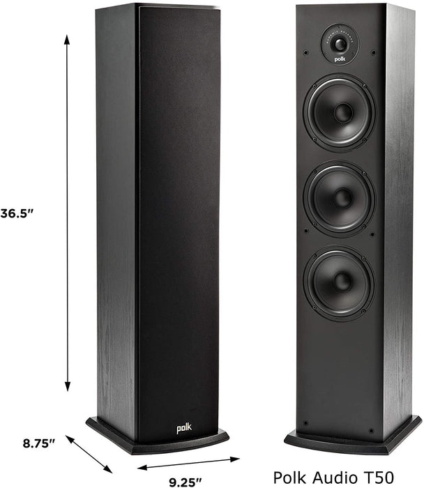 Denon X250BT With Polk T50 Fusion Tower Speaker Set - Dolby 5.1 Home Theater Package # AM501014 - Best Home Theatre Systems - Audiomaxx India