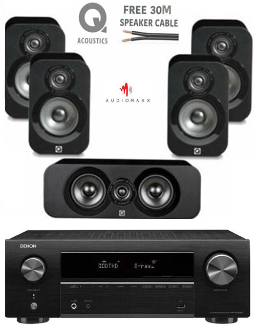 Denon AVR x550BT With Q Acoustics 3010i- 5.0 Dolby Home Theater Package #AM501075