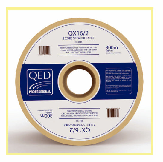 QED QX16/2 -2 Core Speaker Wire -White Jacket RoHS2 Compliant, Flame Retardant- (100 Mtr / 328 Feet)
