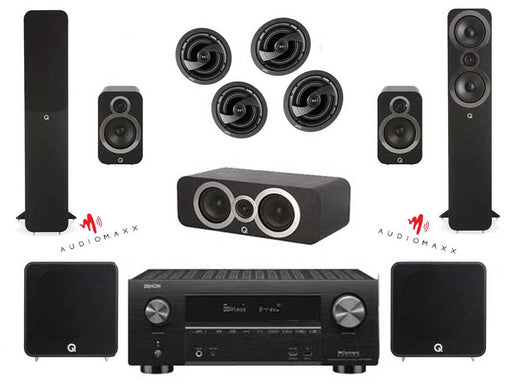 Denon X3700H Audio-Video Receiver + Q Acoustics Q3050i Speaker Set- Dolby Atmos 9.2 Home Theater Package # AM902002
