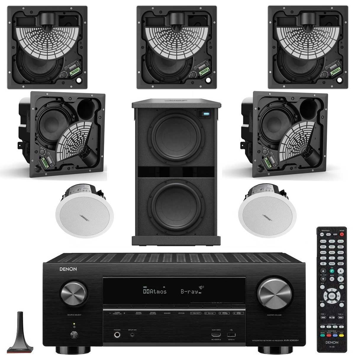 Bose EdgeMax Directional In-Ceiling Speakers With  Denon AVR X3600H Audio-Video Receiver- Dolby Atmos 7.1 Home Theater Package # AM701054 - Best Home Theatre Systems - Audiomaxx India
