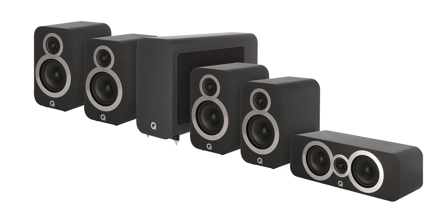 Q Acoustics Q3010i x 4 Compact Bookshelf Speakers + 3090 Center + 3060 Subwoofer - Dolby 5.1 Surround Sound Speaker Package # SP031 - Best Home Theatre Systems - Audiomaxx India
