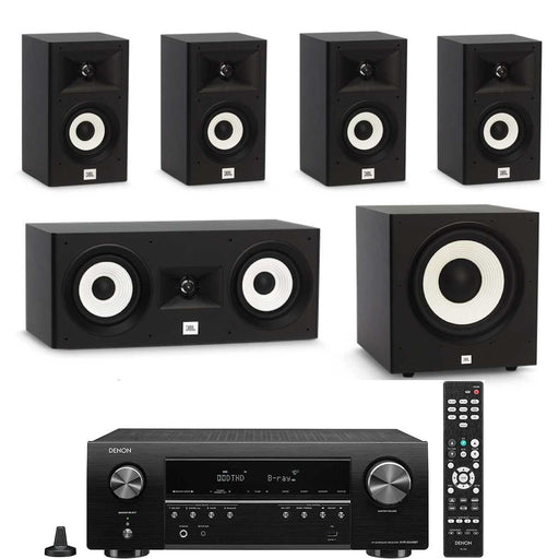 Denon AVR x250BT With JBL A120 x 4 + A125C Speaker Set + A100P 10" Subwoofer - Dolby 5.1 Home Theater Package # AM501050 - Best Home Theatre Systems - Audiomaxx India