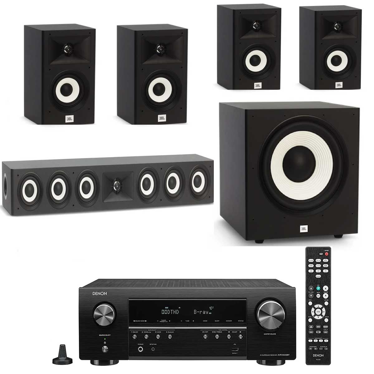 Denon AVR x550BT With JBL A130 / A120/A135C Speaker Set + A120P 12" Subwoofer - Dolby 5.1 Home Theater Package # AM501058 - Best Home Theatre Systems - Audiomaxx India