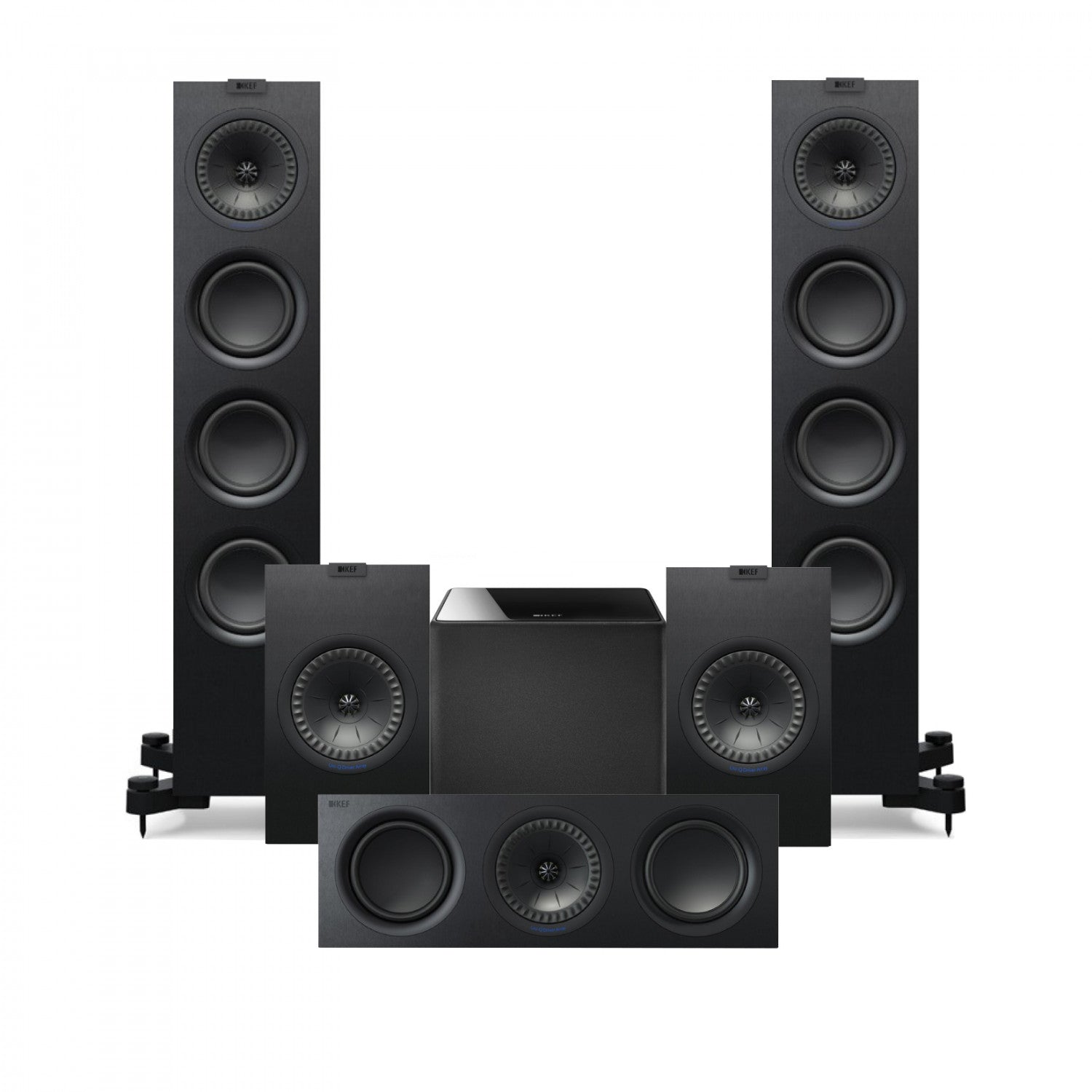 KEF Q550 Tower Speakers + Q350 Bookshelf + Q660 Center +Kube10 Subwoofer - Dolby 5.1 Surround Sound Speaker Package # SP046 - Best Home Theatre Systems - Audiomaxx India