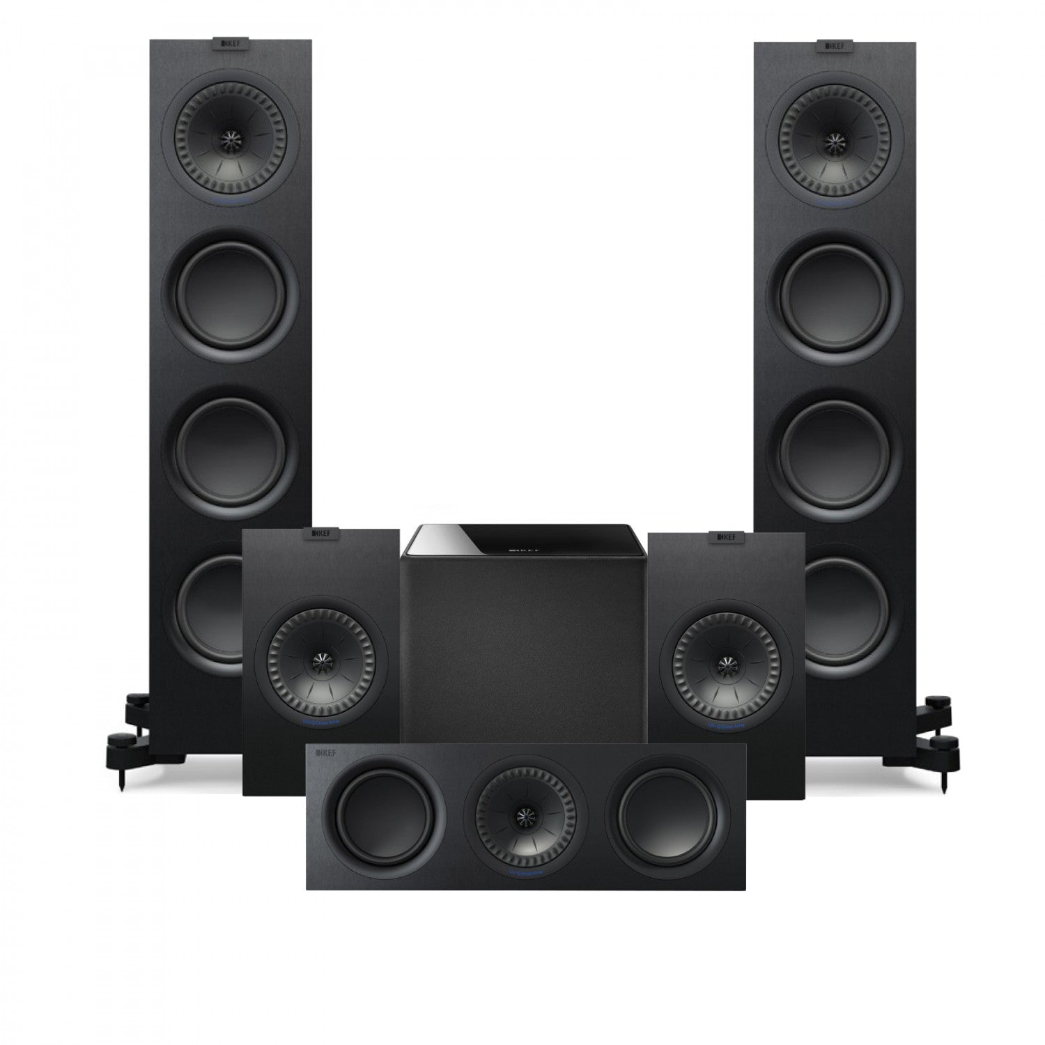 KEF Q950 Towers Speakers + Q350 Bookshelf + Q650 Center + Kube 12 Subwoofer - Dolby 5.1 Surround Sound Speaker Package # SP058 - Best Home Theatre Systems - Audiomaxx India