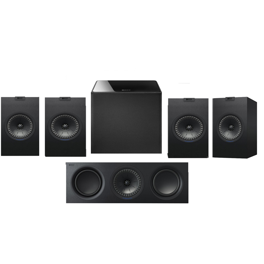 KEF Q150 Bookshelf Speakers x 2 Pairs + Q650 Center Speaker + Kube 8 Subwoofer - Dolby 5.1 Surround Sound Speaker Package # SP054 - Best Home Theatre Systems - Audiomaxx India