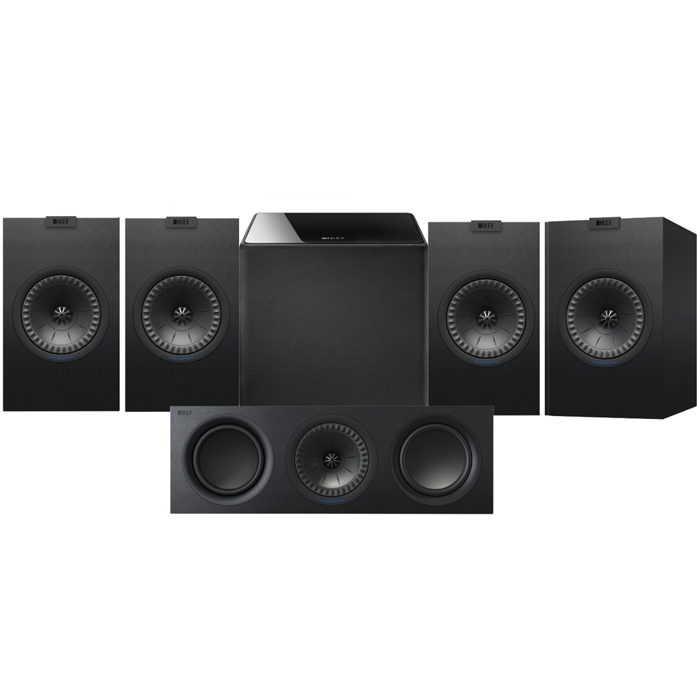 KEF Q350 Bookshelf Speakers x 2 Pairs + Q650 Center Speaker + Kube 8 Subwoofer - Dolby  5.1 Surround Sound Speaker Package # SP052 - Best Home Theatre Systems - Audiomaxx India