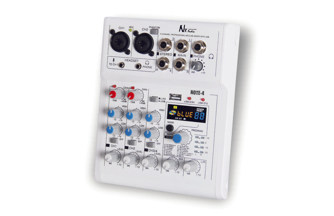 NX Audio NOTE4 Multi-Purpose 4-Channel Mixer With Audio Interface