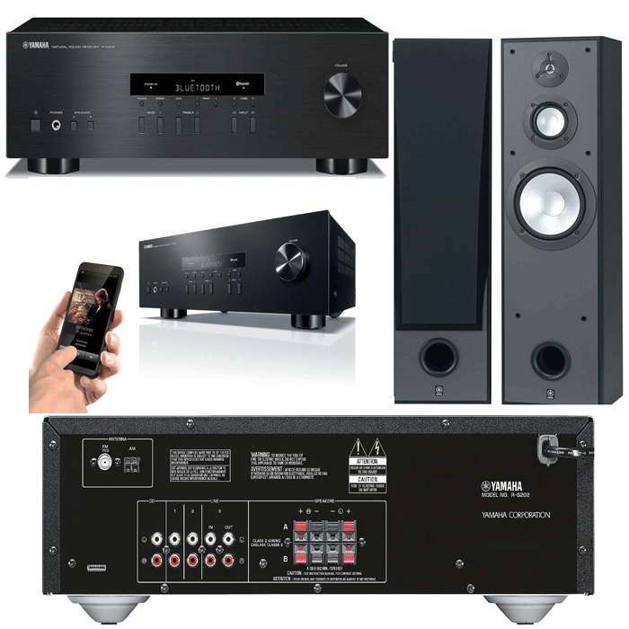 Yamaha RS202 Amplifier With NS-8390 Tower Speakers - 2.0 Stereo Music System # AM200055 - Best Home Theatre Systems - Audiomaxx India