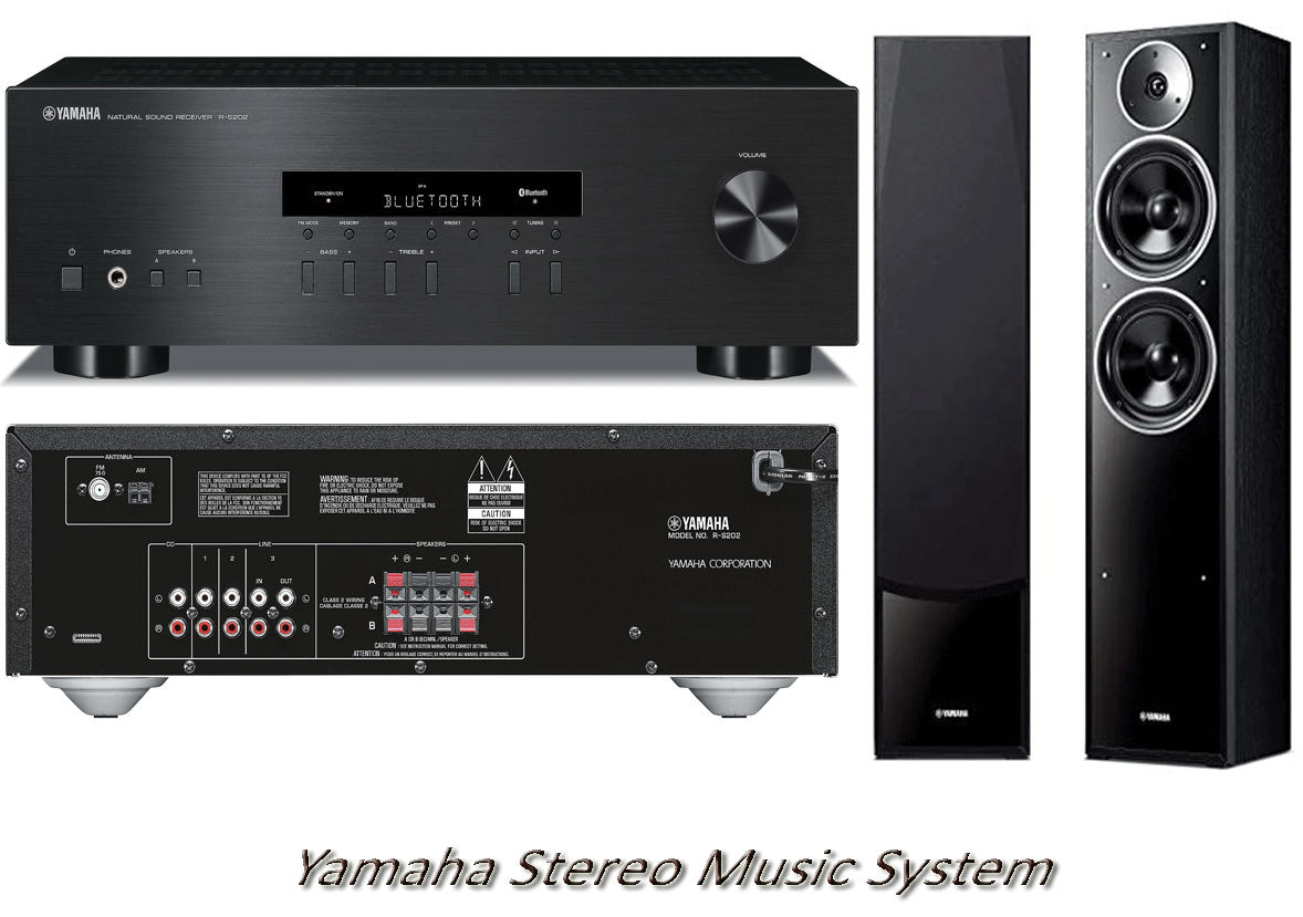 Yamaha RS202 Stereo Amplifier Bluetooth Receiver + NSF71 Tower Speakers - 2.0 Stereo Music System # AM200027 - Best Home Theatre Systems - Audiomaxx India