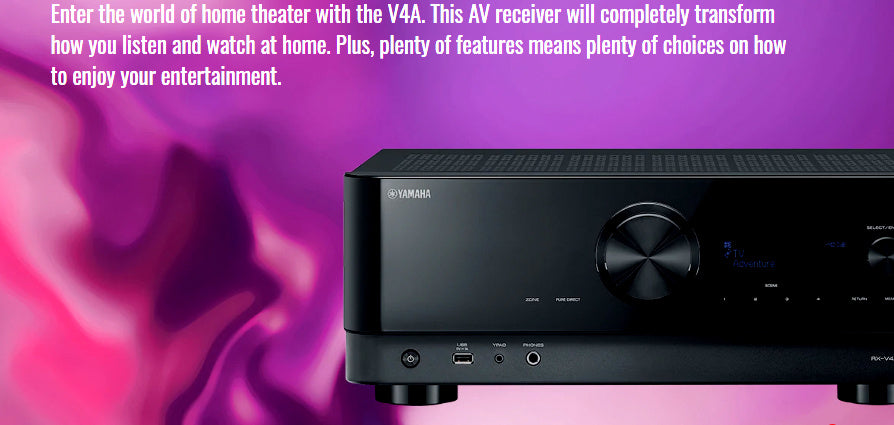 Yamaha AVR RXV4A 5.2-Ch Home Theater Receiver With 8K hdmi. Wi-Fi®, Bluetooth®, Apple AirPlay® 2, and Amazon Alexa Compatibility