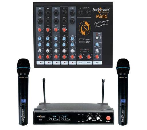 StudioMaster Min-6 Mixer With  Wireless Microphones Karaoke Package - #KK0002