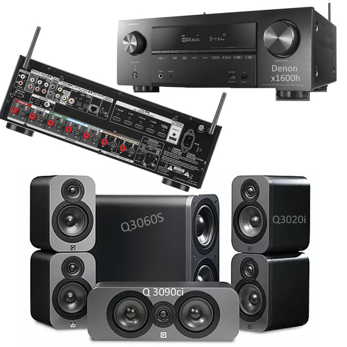 Denon X1600H With Q Acoustics Q3020i Speakers Set - Dolby 5.1 Home Theater Package # AM501002 - Best Home Theatre Systems - Audiomaxx India